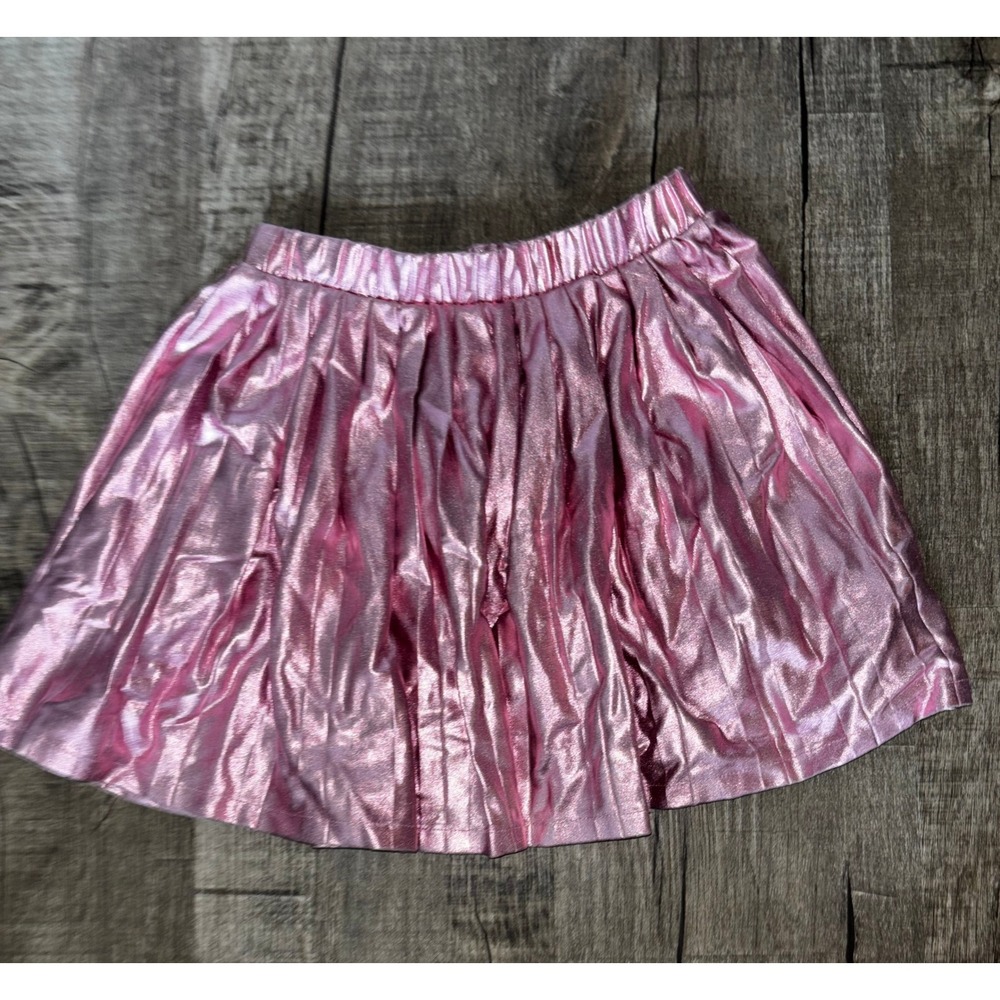 Hello Kitty Girls Metallic Pink Pleated Skirt Elastic Waist Sanrio Size 5/6